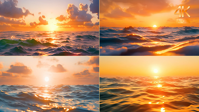 大气磅礴海中日出风光 唯美日落空镜素材