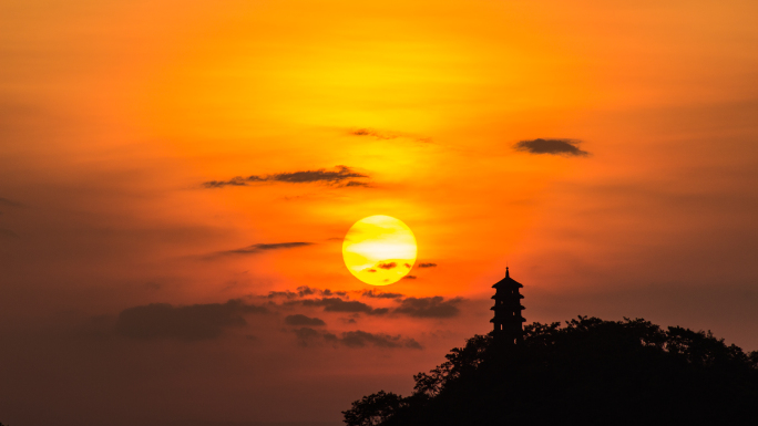 太阳落山延时摄影合集-广西柳州夕阳风景