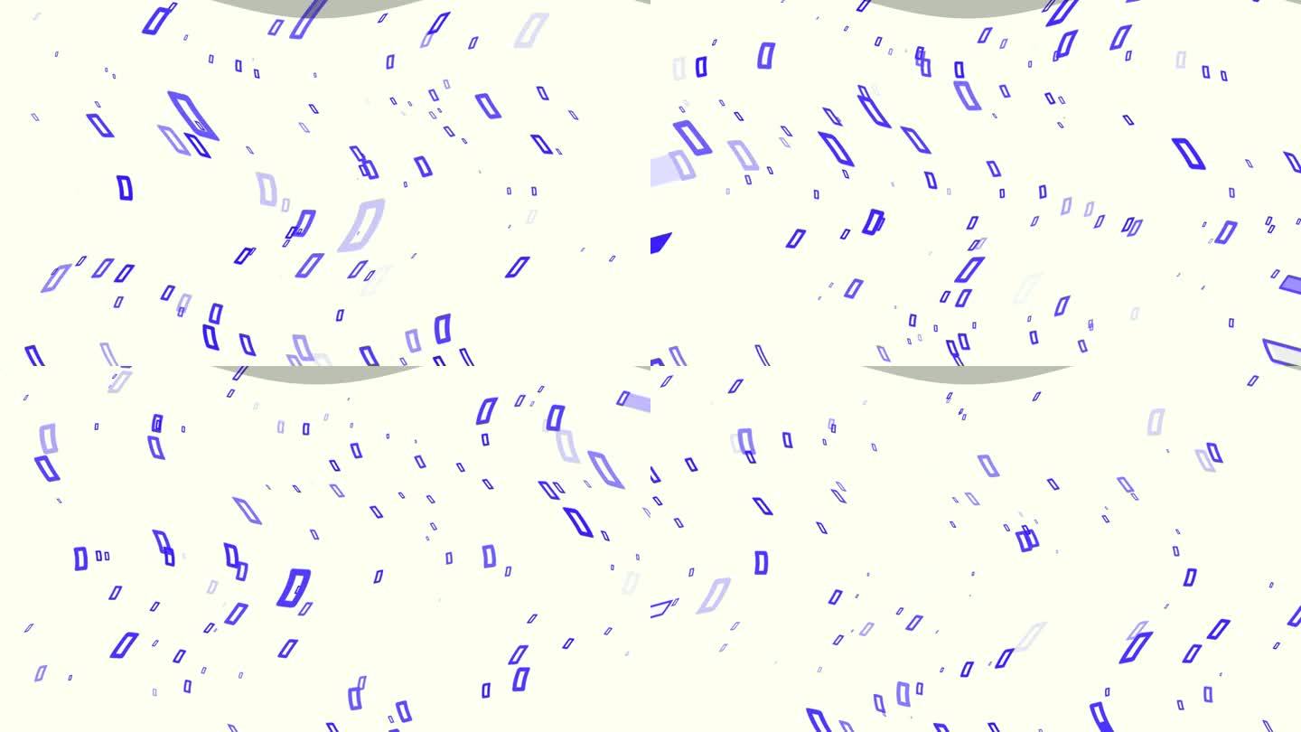 白色背景，以波浪形式出现和消失的深蓝色矩形，抽象。