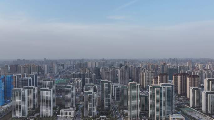 航拍襄阳樊城高楼建筑城市风光