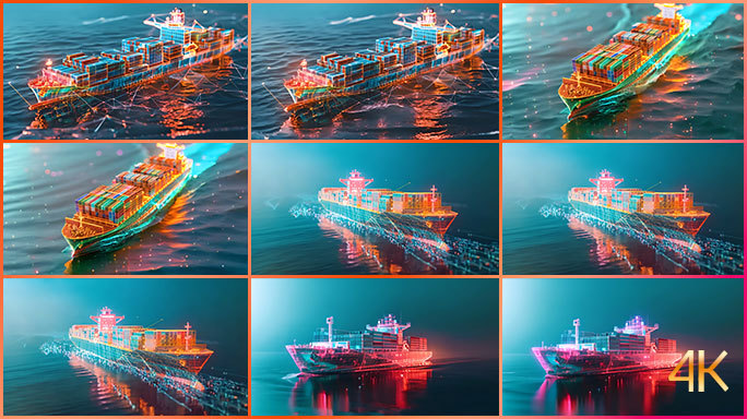 集装箱货轮三维全息画面 海运科技发展蓝图