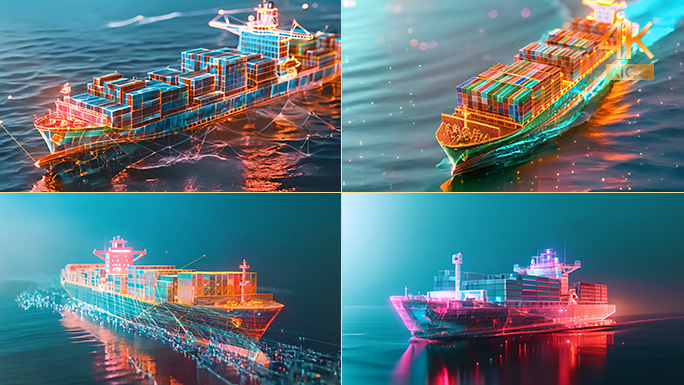 集装箱货轮三维全息画面 海运科技发展蓝图