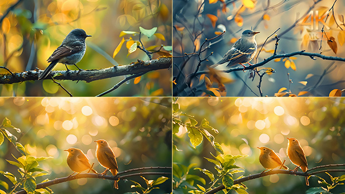 枝头上的鸟儿 鸟类特写唯美空镜 自然环境