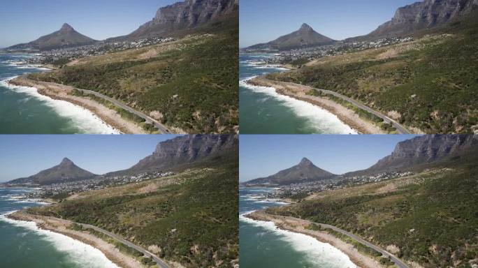 开普敦，南非-沿海公路旁边的十二使徒，提供一个视图的坎普斯湾-空中无人机拍摄