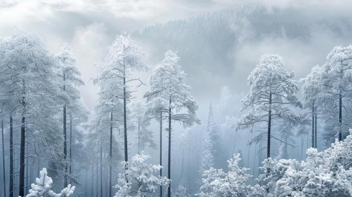 4k森林大雪林海雪原