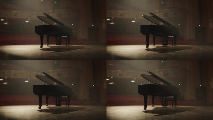 空荡荡的音乐厅里的大钢琴
