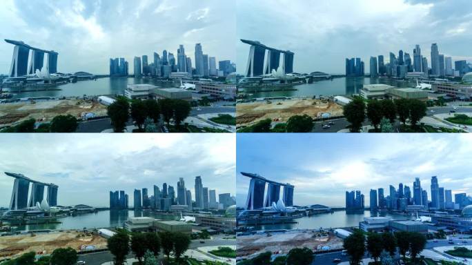 新加坡滨海湾天际线日出