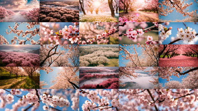 春天桃花樱花油菜花多种花系列集合