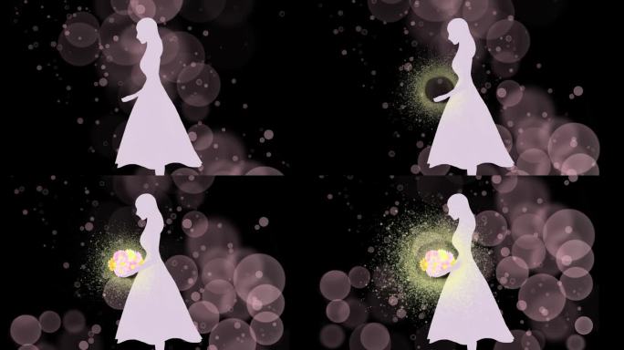 一个梦幻般的动画，其中一个花束出现在一个女孩的手掌。