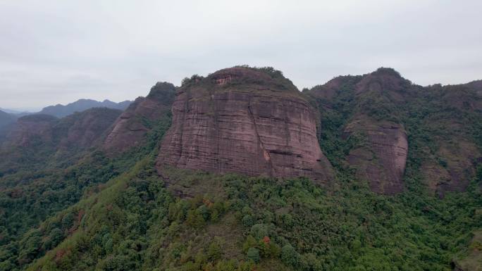 韶关丹霞山地质奇观红色的石头丹霞地貌航拍