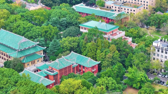 湖南大学学校校园风景航拍长沙岳麓区城市地