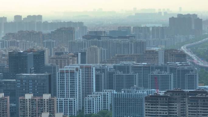 杭州市拱墅区市区高楼大厦航拍城市风景视频