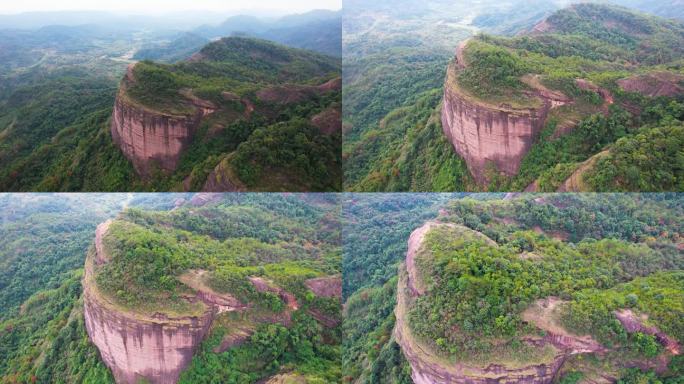 韶关丹霞山地质奇观红色的石头丹霞地貌航拍