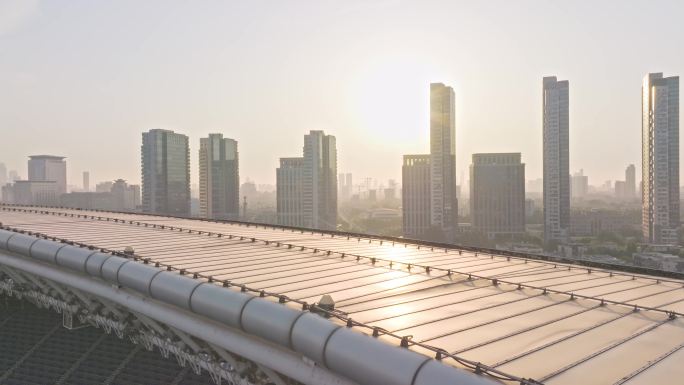 天津地标建筑奥林匹克中心航拍