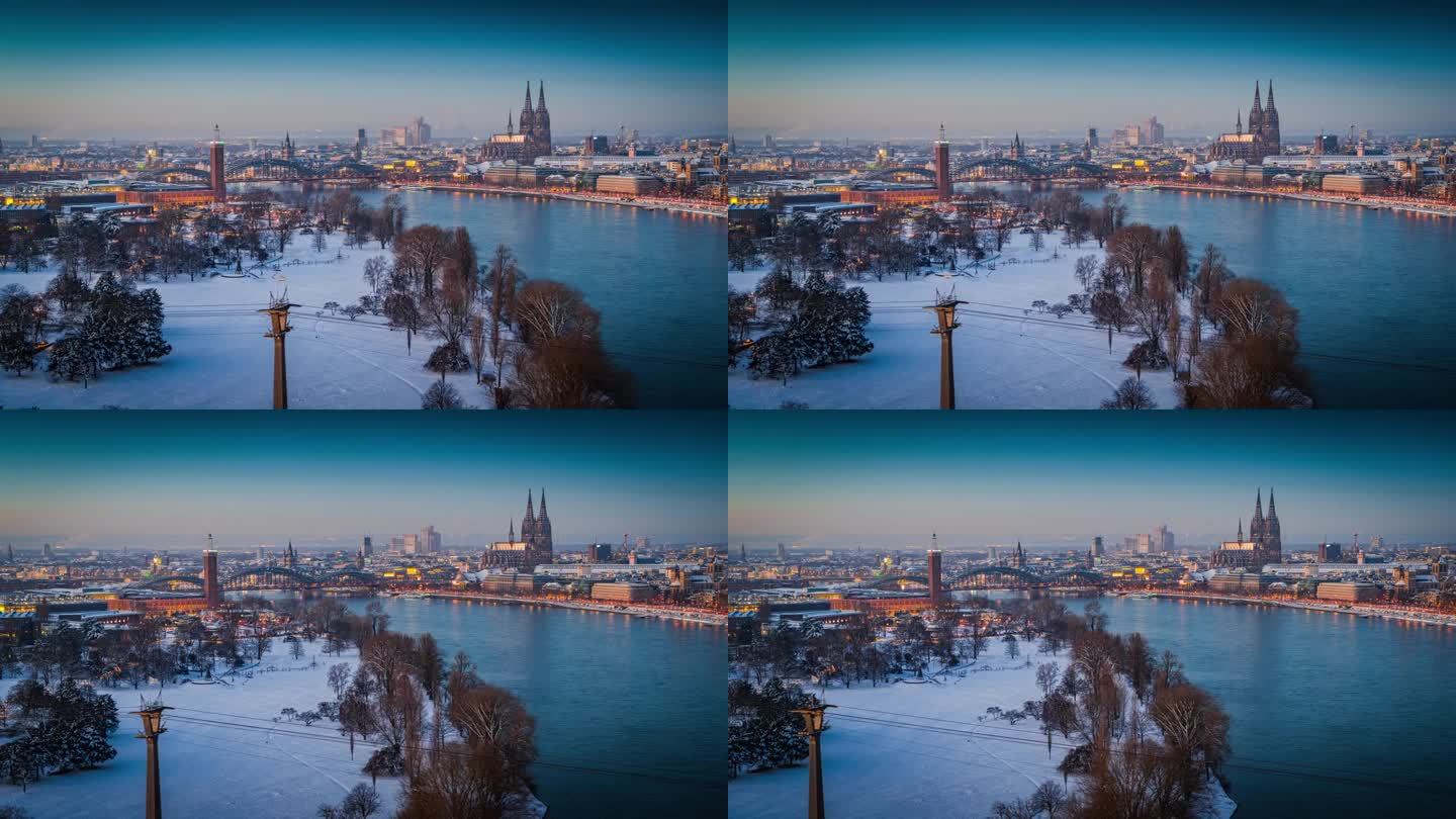 冬天在科隆，德国-鸟瞰图