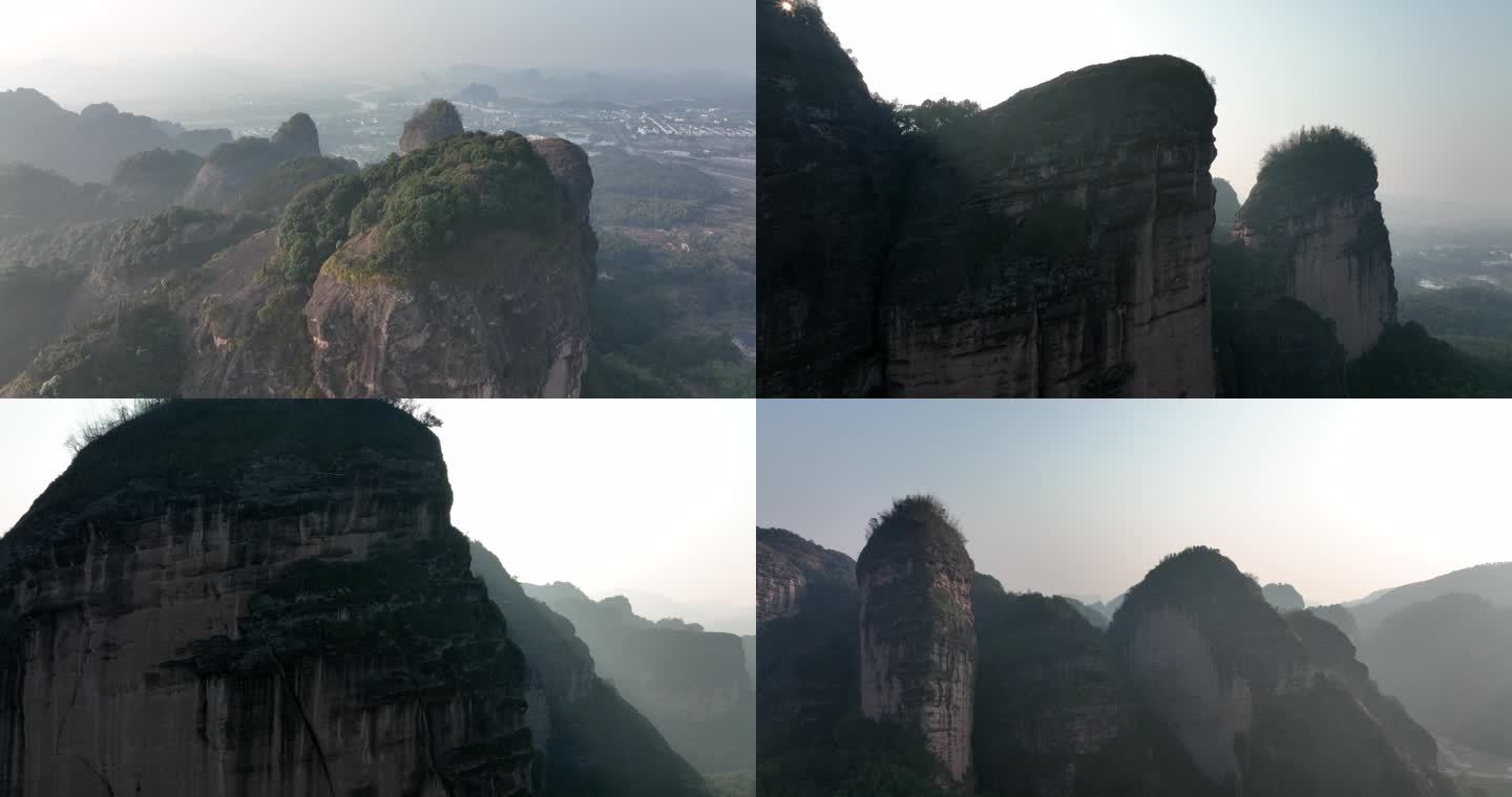 航拍江西鹰潭龙虎山 多景别变换