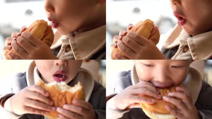 亚洲儿童吃麦当劳肯德基华莱士