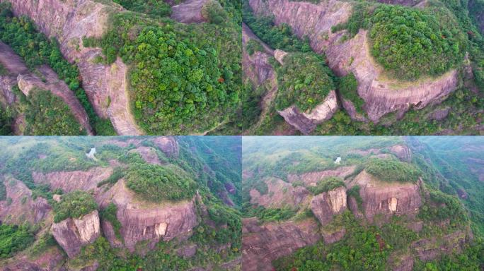 韶关丹霞山地质奇观红色的石头丹霞地貌航拍