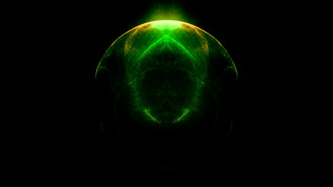绿圆激光，光，圆出现和消失在一个黑色的背景。