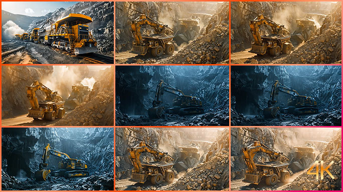 矿山开采作业宣传片合集 大型挖掘机械车辆