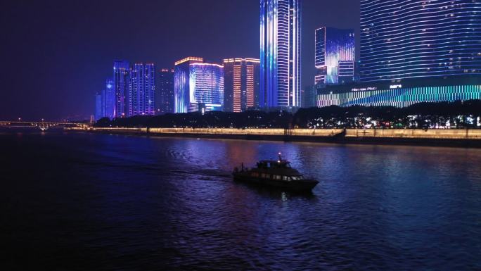 29长沙湘江夜晚游船航拍