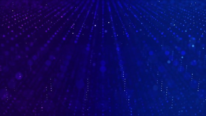 技术抽象数字粒子与流动点紫色和蓝色环背景