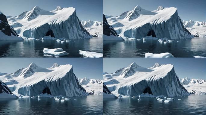冰川融化雪山冰山南极冰川海洋全球变暖