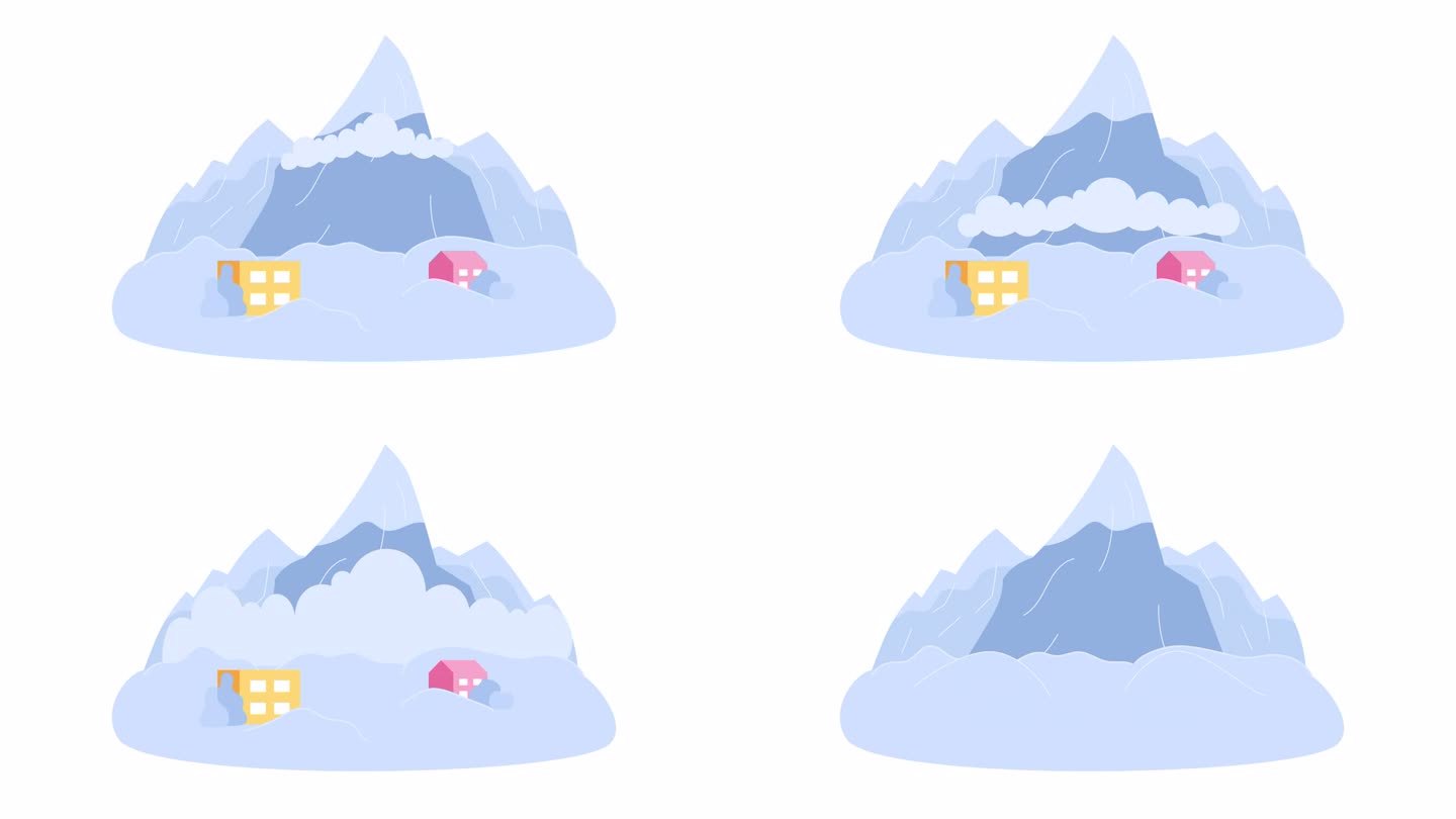 滑坡雪崩自然灾害卡通动画