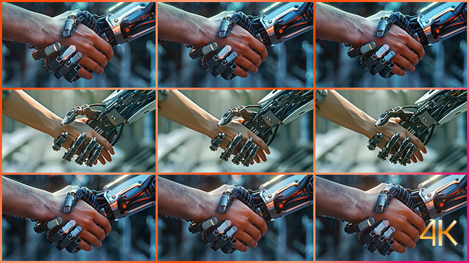 机器人与人类握手 未来世界人工智能合作