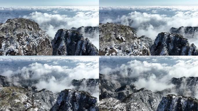 天下第一仙山三清山冬季雪景云海风光航拍