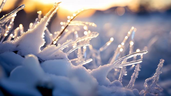 冬季唯美雪山背景下雪雪地雪原冰天雪地意境