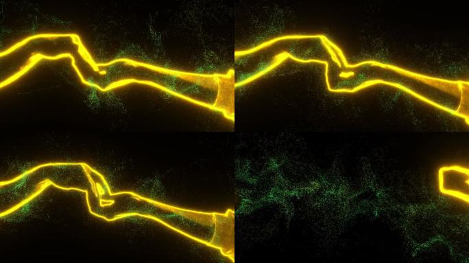发光轮廓的手，问候的手指，移动的手掌。相会的空间，牵挂的朋友，爱的概念。3c渲染，抽象，发光之手。