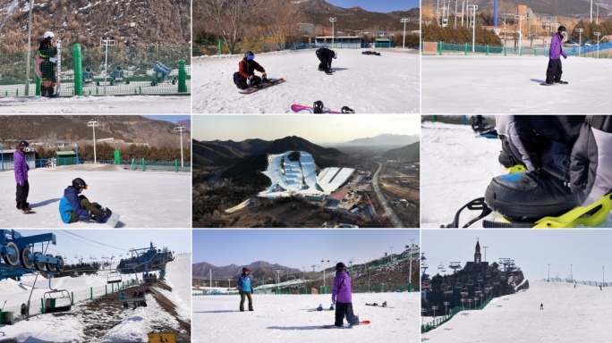 滑雪场学滑雪初学者练习滑雪滑雪运动