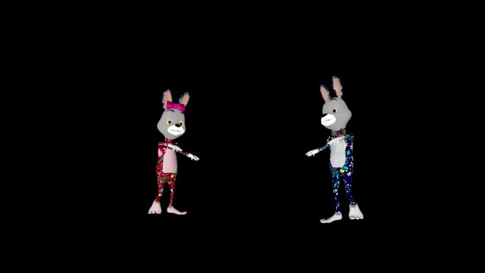 复活节夫妇兔子跳舞，循环