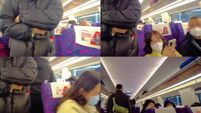 火车乘客找座位乘车视频素材