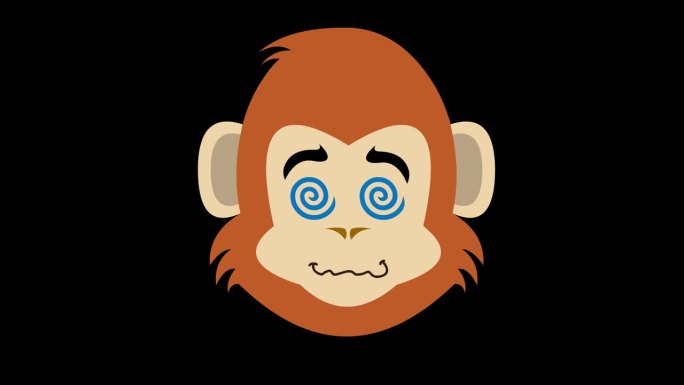 视频动画头部灵长类猴催眠眼睛螺旋形