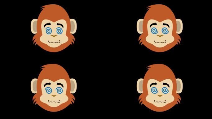 视频动画头部灵长类猴催眠眼睛螺旋形