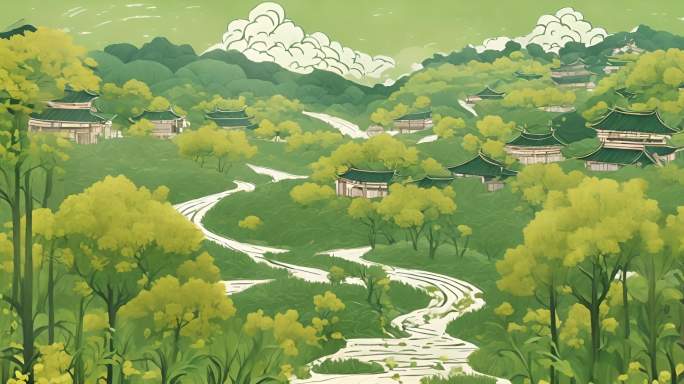 谷雨清明hu村庄自然风景