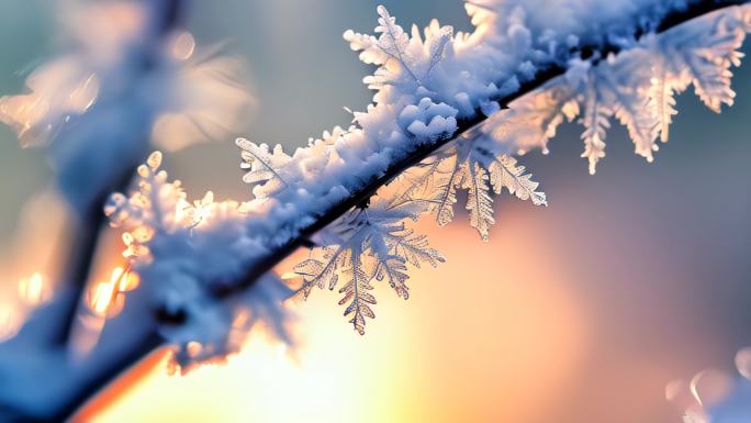 冬季唯美雪山背景下雪雪地雪原冰天雪地雾凇