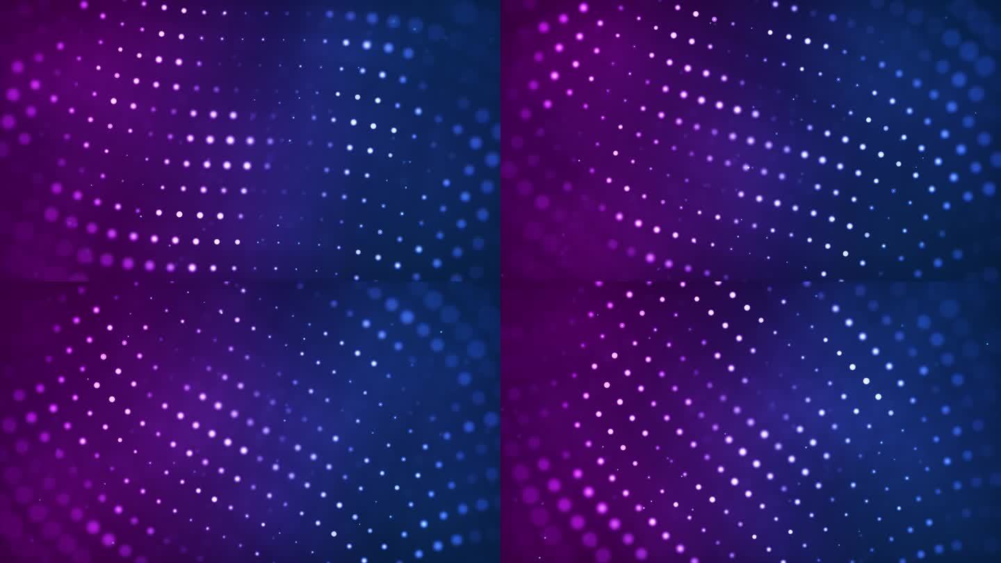 流动粒子与闪烁数据点紫色和紫色环背景