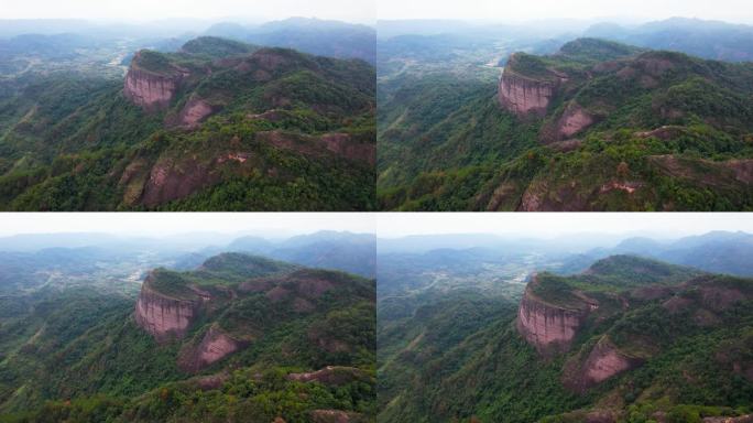 韶关丹霞山地质奇观红色的石头丹霞地貌航拍