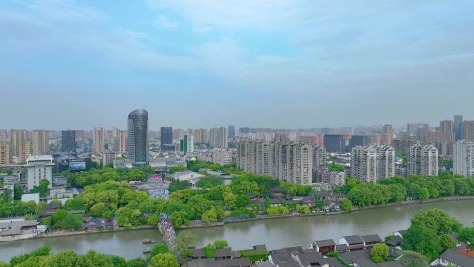 杭州市拱墅区拱宸桥风景区航拍城市风景视频
