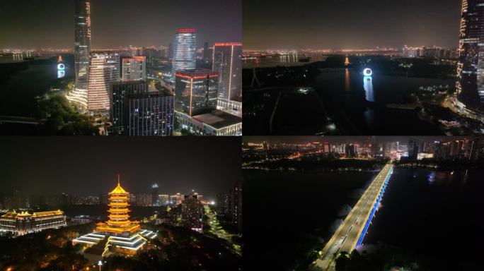 厦门夜景集美区集美新市民广场航拍集美市民