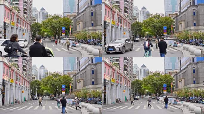 4K实拍，广州越秀南路工作日车辆与行人。