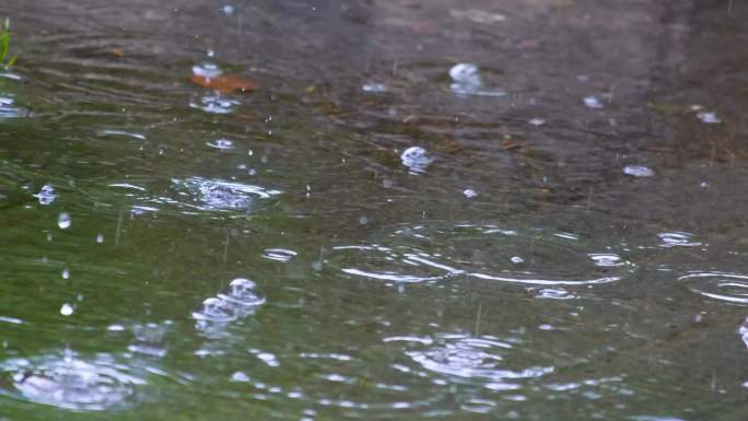 城市马路道路下雨天雨水雨滴大自然风景风光