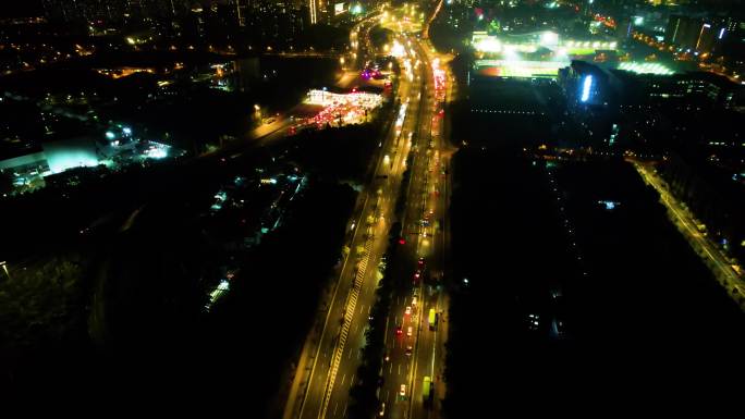 杭州下沙立交桥绕城高速夜景视频素材9