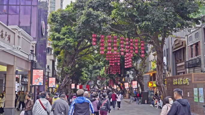 4K实拍广州千年商都北京路步行逛街的市民
