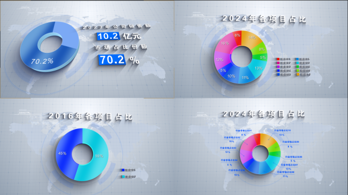 （4k无插件）蓝色三维饼状数据图
