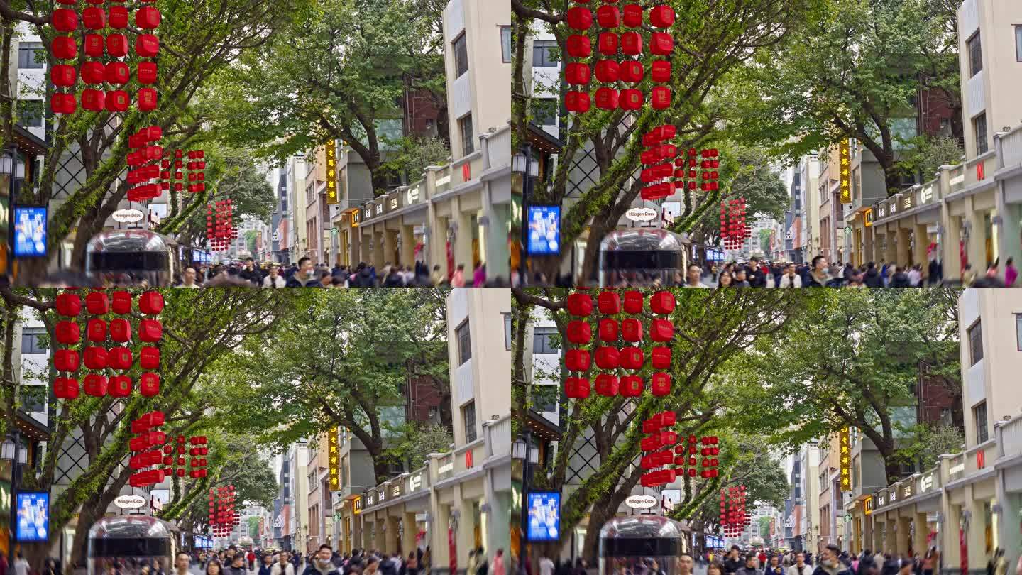 4K实拍，广州千年商都北京路步行街的市民