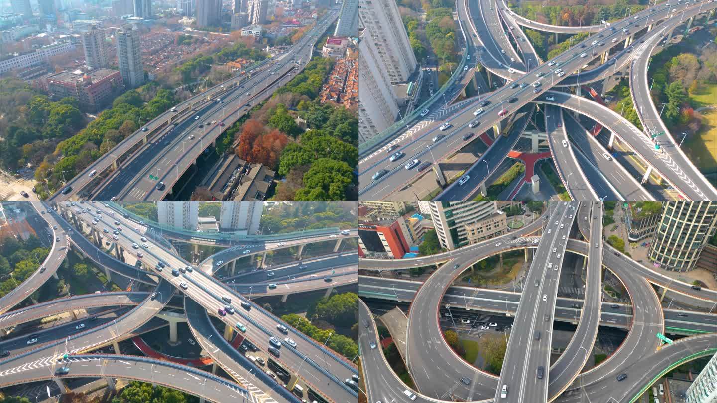 上海黄浦区延安东路立交桥车流延时风景美景